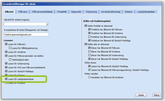 Licenscheckbox f&ouml;r ledighetsans&ouml;kan