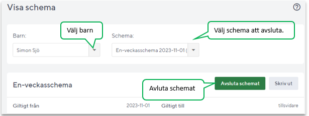 Avsluta ett rullande schema