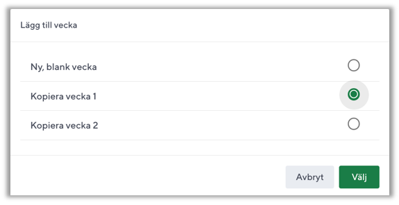 Lägg till vecka i schemat