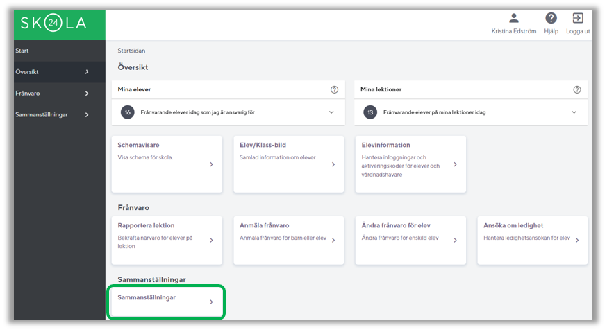Bilden visar brickan Sammanställningar