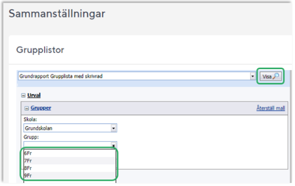 Välj klass eller grupp