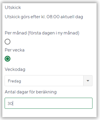 Ska utskick g&aring; per m&aring;nad eller per vecka i Fr&aring;nvarobevakningen 