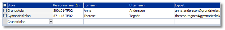 Ny rektor registreras under Skolenheter