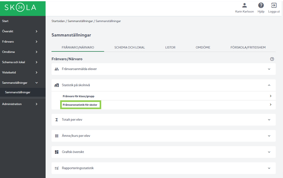 Fr&aring;nvarostatistik f&ouml;r skolor